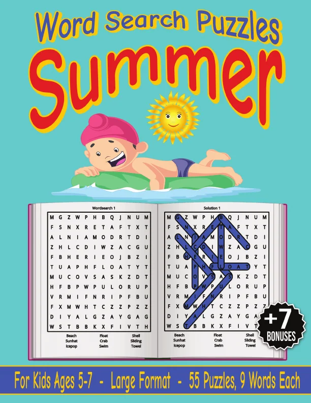 Cover of Word Search Puzzles – Summer – For Kids Ages 5–7