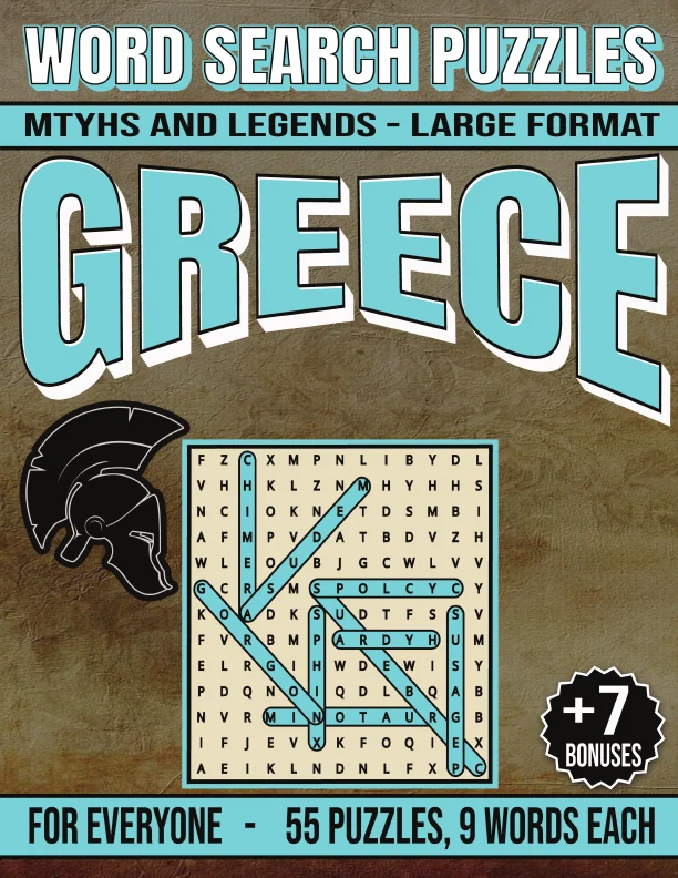 Cover of Greece Myths and Legends - Word Search Puzzles