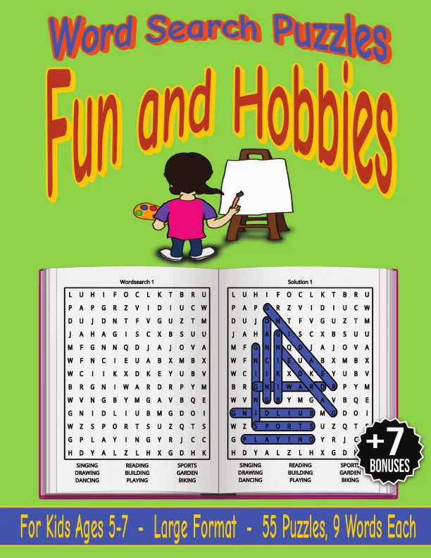 Cover of Word Search Puzzles – Fun & Hobbies – For Kids Ages 5–7