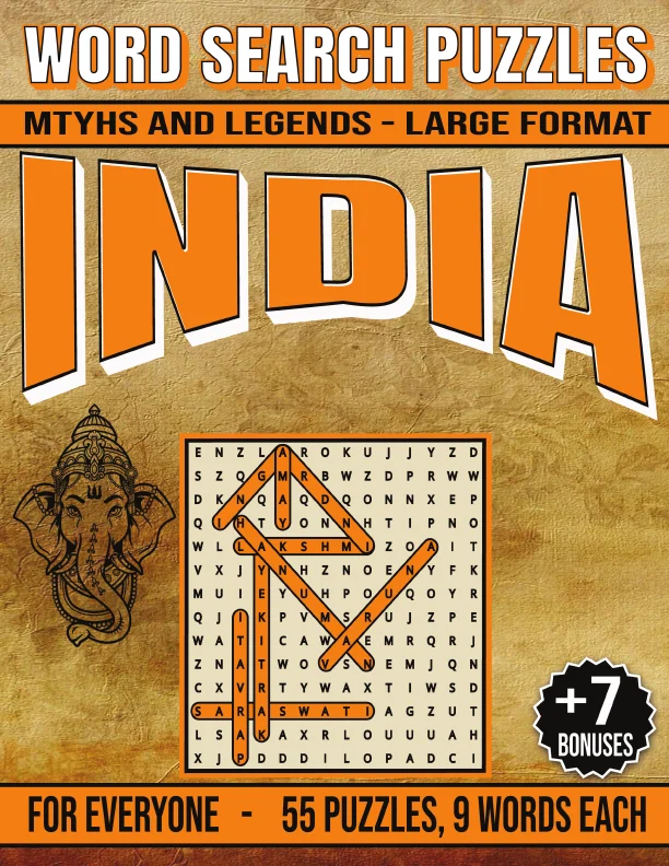 Cover of India Myths and Legends - Word Search Puzzles