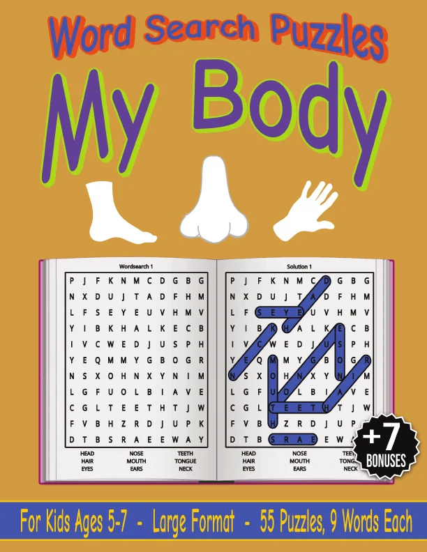 Cover of Word Search Puzzles – My Body – For Kids Ages 5–7