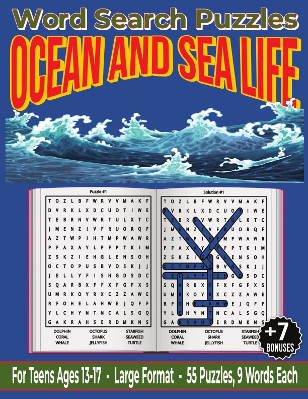Cover of Ocean and Sea Life - Word Search Puzzles