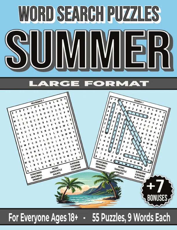 Cover of Summer - Word Search Puzzles – For Everyone Ages 18+