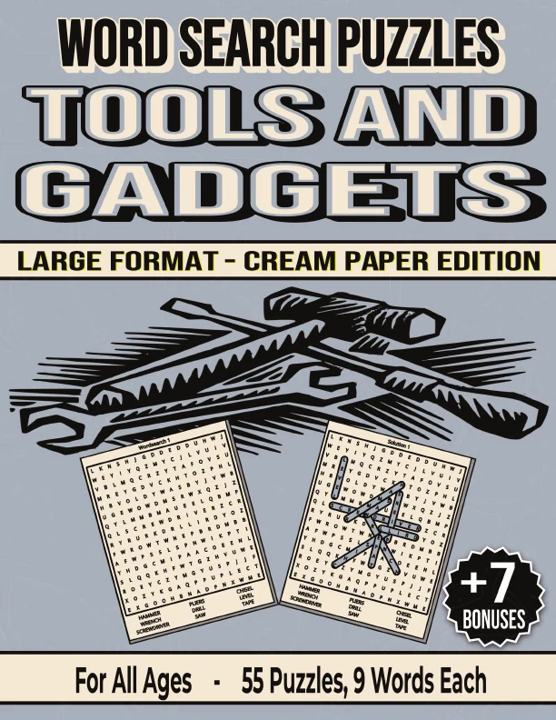Cover of Tools and Gadgets - Word Search Puzzles – Cream Paper