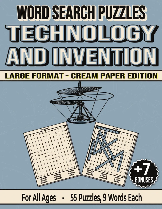 Cover of Technology and Invention - Word Search Puzzles – Cream Paper