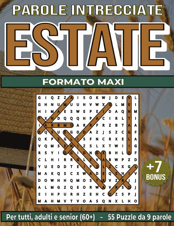 Copertina di Parole Intrecciate "Estate" per tutti, adulti e senior(60+)