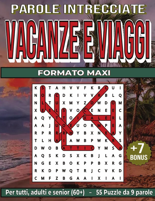 Copertina di Parole Intrecciate "Vacanze e Viaggi" per tutti, adulti e senior(60+)