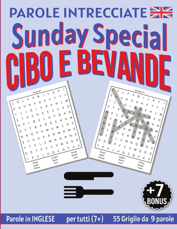 Copertina di Parole Intrecciate "Sunday Special" in Inglese (7+) – Cibo e Bevande