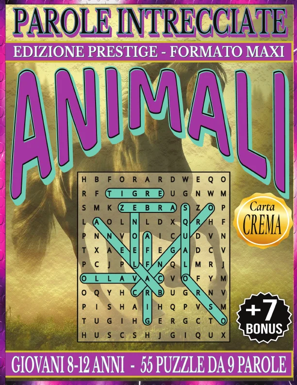 Copertina di Parole Intrecciate – Edizione PRESTIGE – Animali per giovani da 8-12 anni