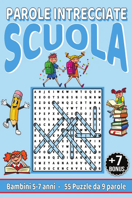 Copertina di Parole Crociate sulla Scuola per bambini da 5-7 anni