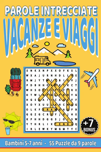 Copertina di Parole Crociate Vacanza e Viaggi per bambini da 5 - 7 anni
