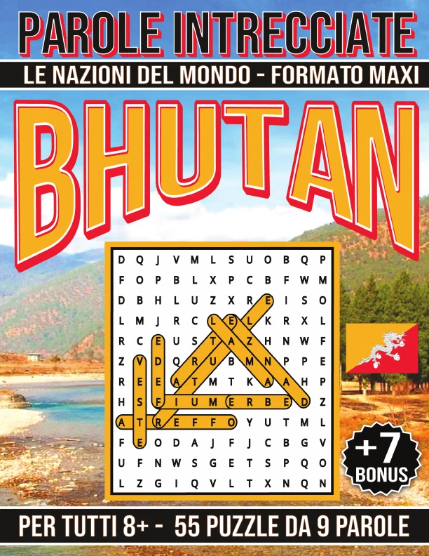Copertina di Bhutan – Giochi di Parole Educativi (8+) - Parole Intrecciate