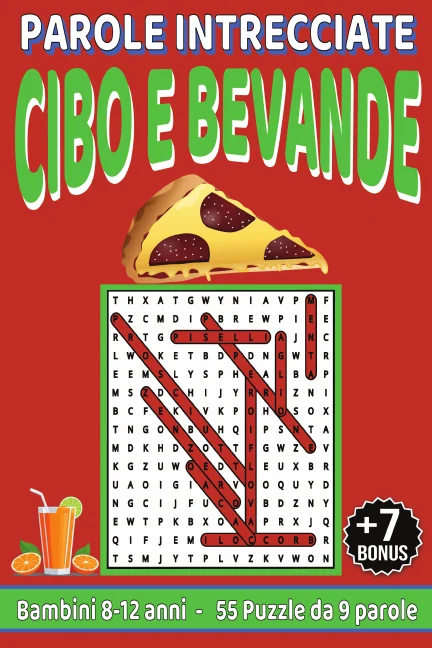 Copertina di Parole Crociate sul tema cibo e bevande per bambini da 8-12 anni
