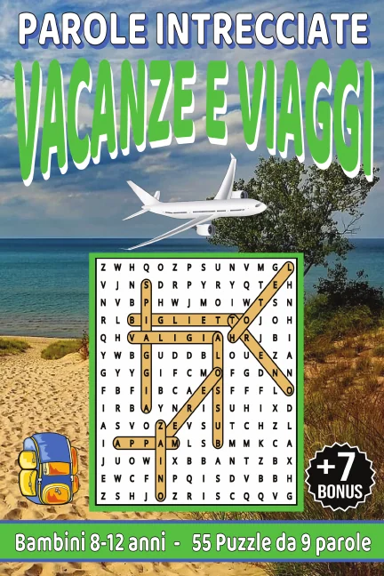 Copertina di Parole Crociate su Vacanze e Viaggi per bambini da 8-12 anni