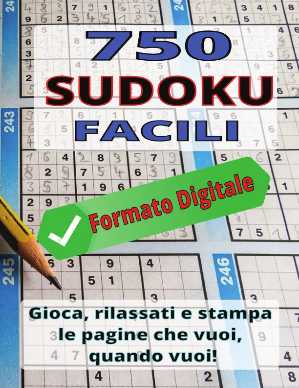 Copertina di 750 Sudoku Facili | File Digitale da Stampare | Gioco di Logica per Tutti