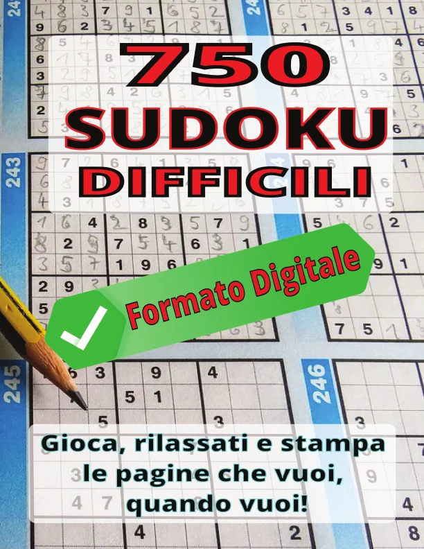 Copertina di 750 Sudoku DIFFICILI | File Digitale da Stampare | Gioco di Logica per Tutti