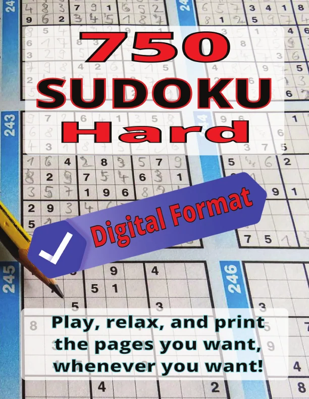 Cover of 750 Hard Sudoku | Printable Digital File | Logic Game for Experts