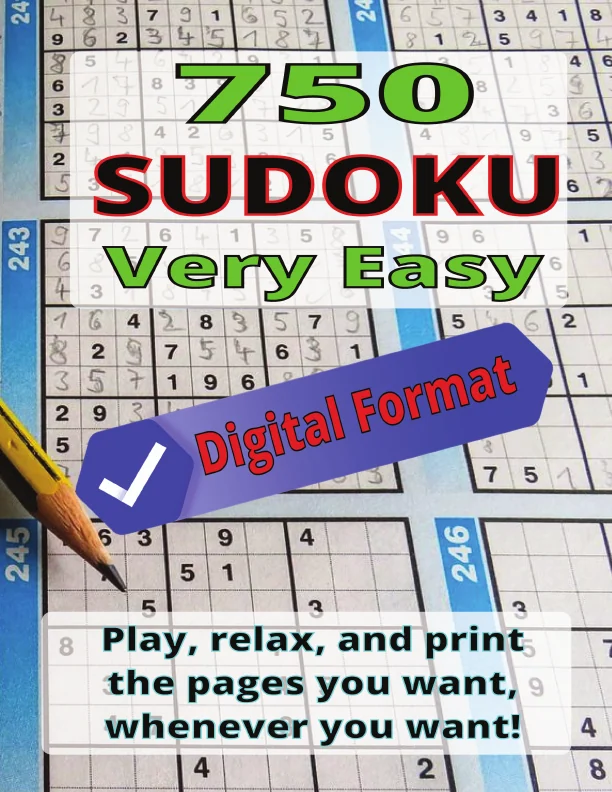 Cover of 750 Very Easy Sudoku | Printable Digital File | Logic Game for Everyone