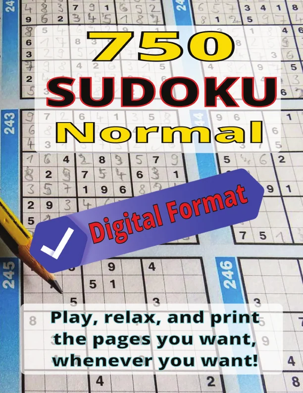 Cover of 750 Normal Sudoku | Printable Digital File | Logic Game for Everyone